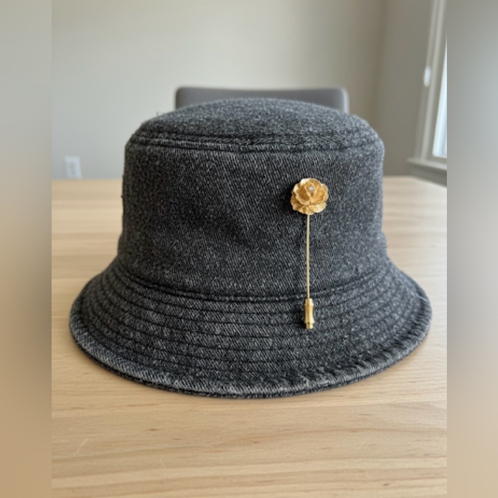 Gold Tone Rose Hat/Scarf Hijab Pin Brooch with Crystal - Picture 5 of 8